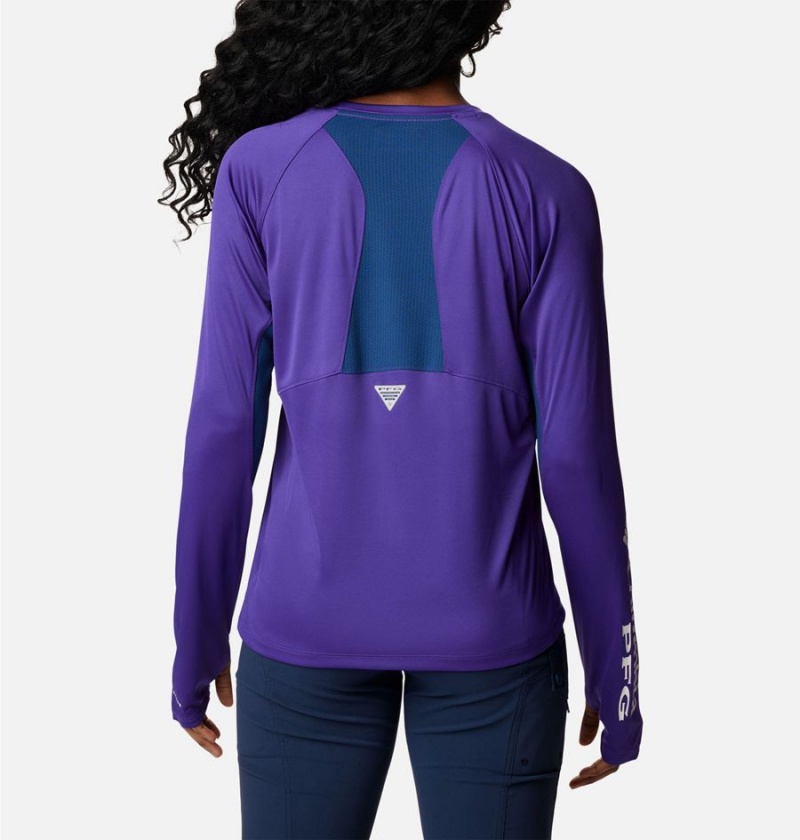 Purple Women's Columbia PFG Tidal Vent Long Sleeve T-Shirt | 4907-EVPLM