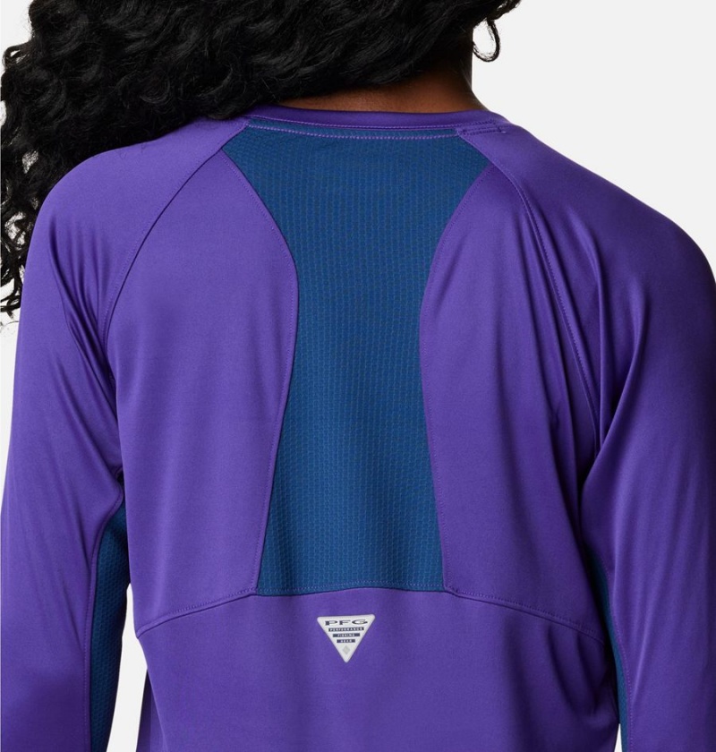 Purple Women's Columbia PFG Tidal Vent Long Sleeve T-Shirt | 4907-EVPLM