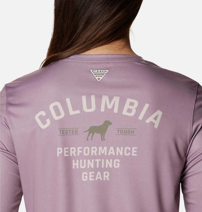 Purple Women's Columbia PHG Tough Shot Graphic Long Sleeve T-Shirt | 1263-PQKBG