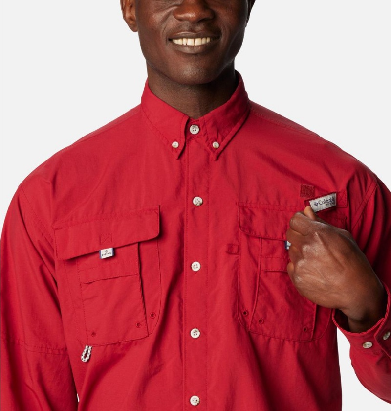 Red Men's Columbia PFG Bahama II Long Sleeve Shirt | 0561-ZGOYH