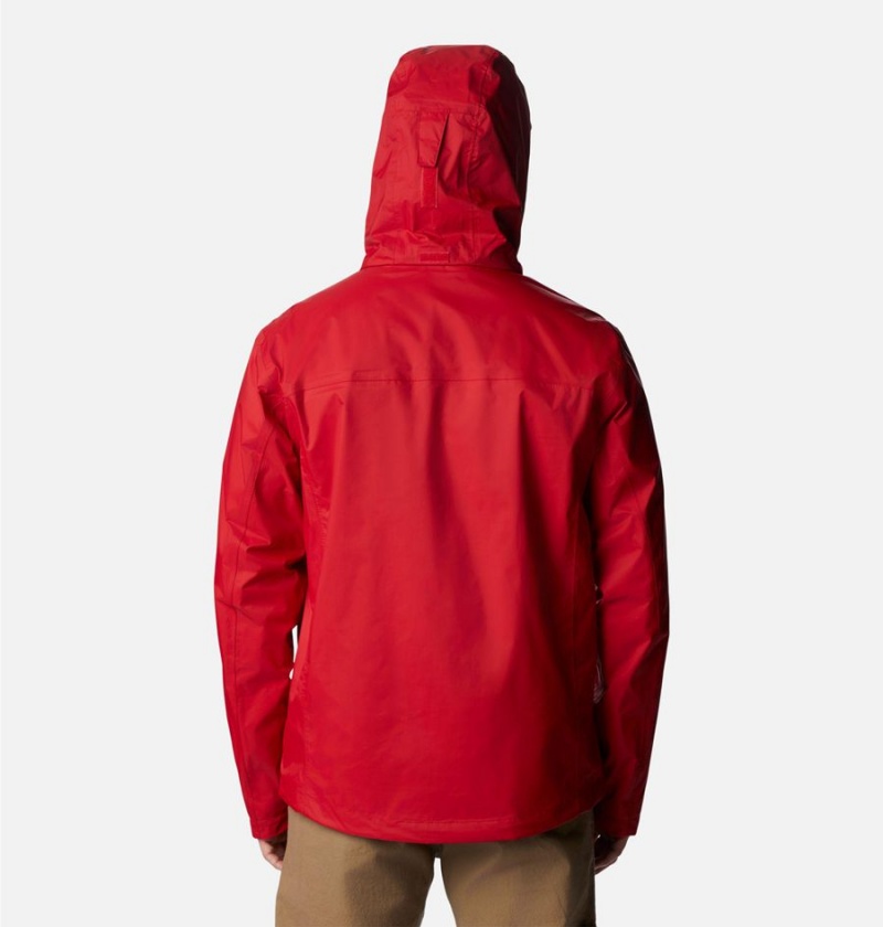 Red Men's Columbia Pouration Rain Jacket | 6527-EWFUG