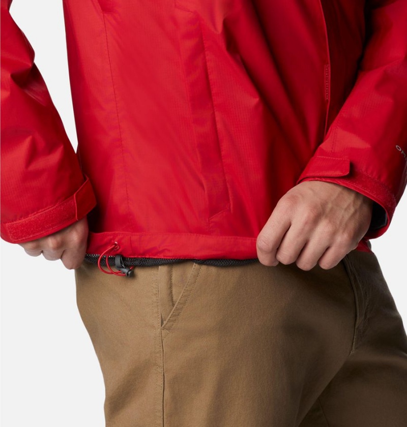 Red Men's Columbia Pouration Rain Jacket | 6527-EWFUG