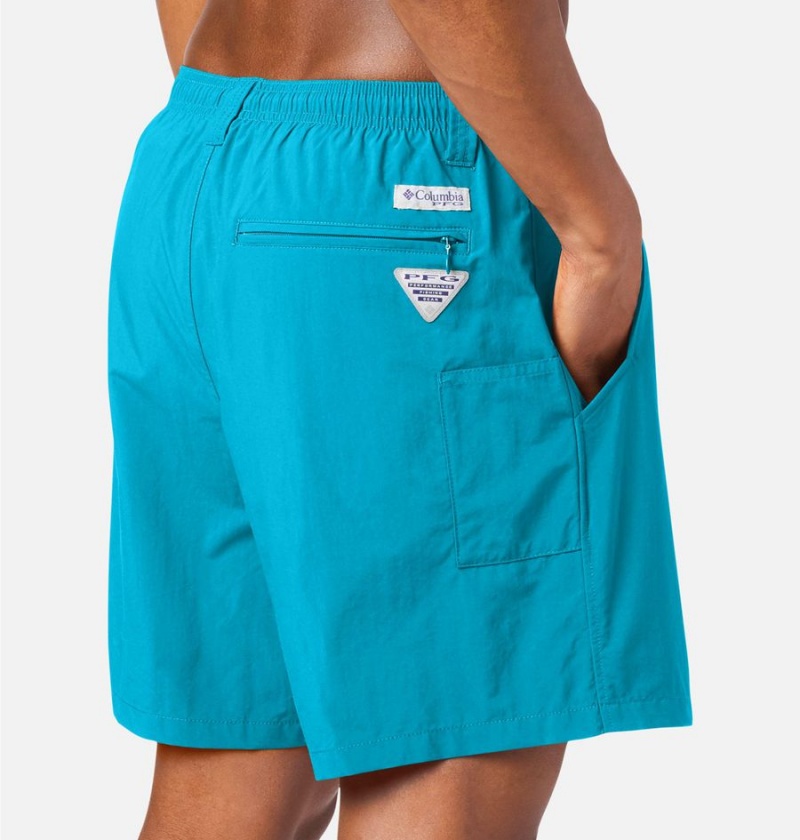 Turquoise Men's Columbia PFG Backcast III Water Shorts | 4307-IZHDK