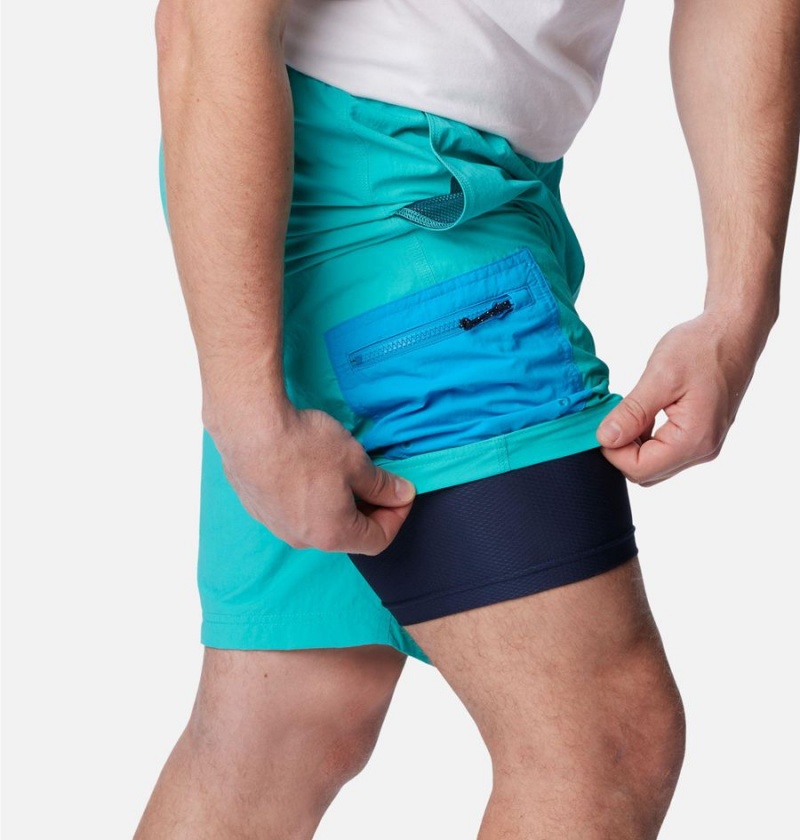 Turquoise Men's Columbia Summerdry Brief Shorts | 7285-KOMGX