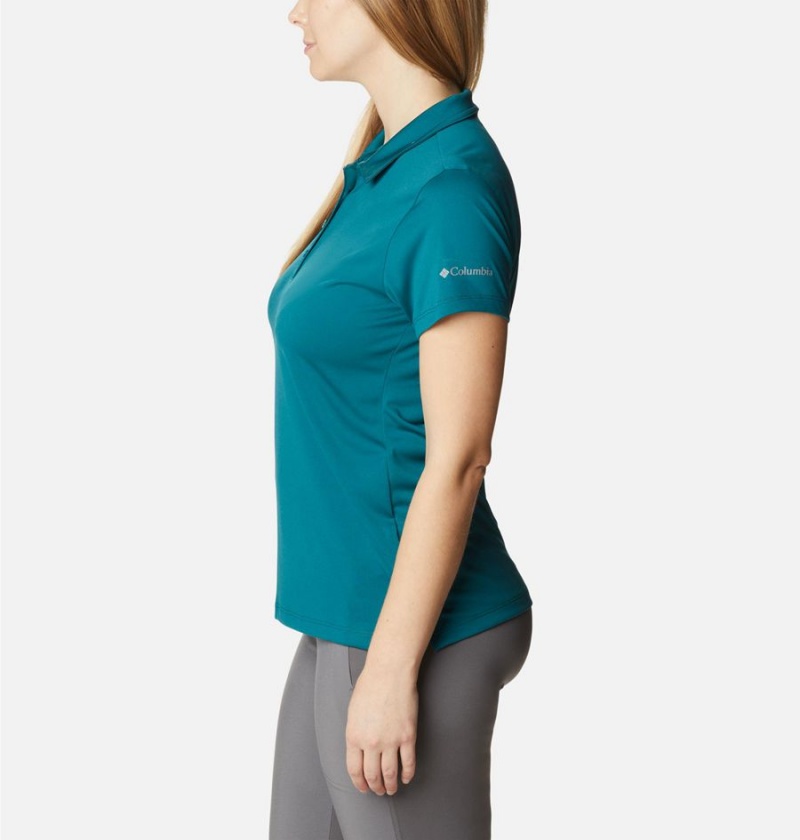 Turquoise Women's Columbia Birdie Golf Polo T-Shirt | 8715-RICGY