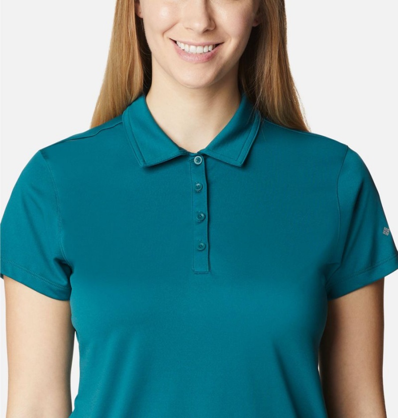 Turquoise Women's Columbia Birdie Golf Polo T-Shirt | 8715-RICGY