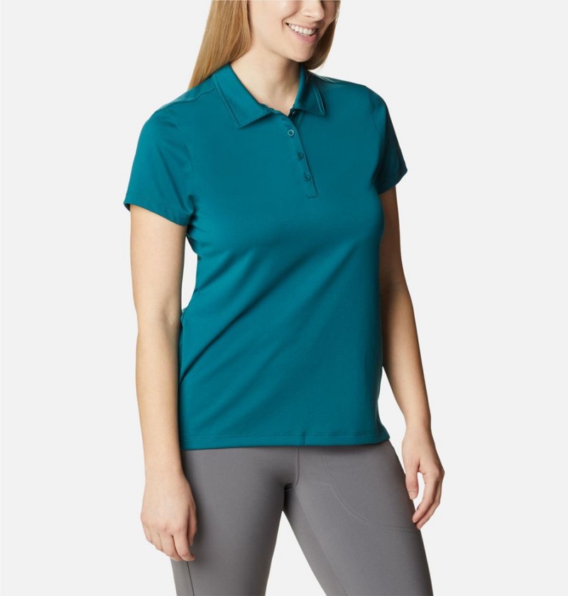 Turquoise Women's Columbia Birdie Golf Polo T-Shirt | 8715-RICGY