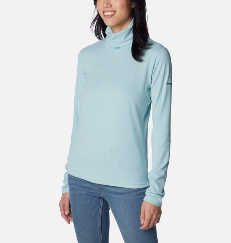 Turquoise Women's Columbia Boundless Trek Ribbed Turtleneck Long Sleeve T-Shirt | 0417-IPDTA