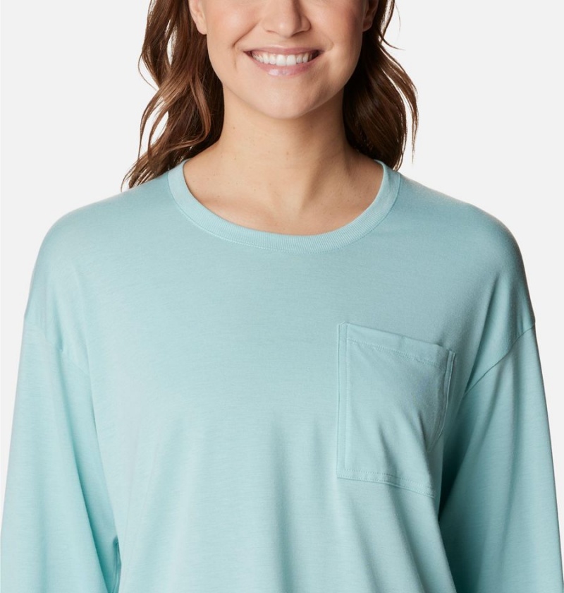 Turquoise Women's Columbia Boundless Trek Long Sleeve T-Shirt | 5012-MCFVP