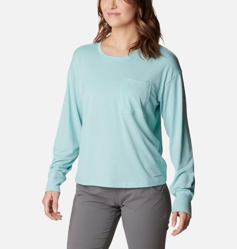 Turquoise Women's Columbia Boundless Trek Long Sleeve T-Shirt | 5012-MCFVP