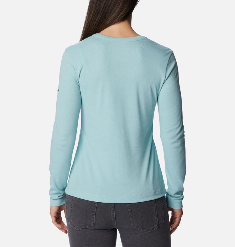 Turquoise Women's Columbia Calico Basin Ribbed Long Sleeve T-Shirt | 2846-REWBI