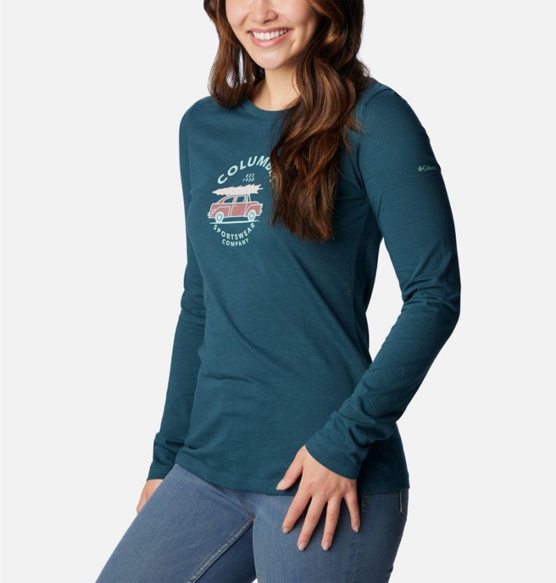 Turquoise Women's Columbia Hidden Haven Long Sleeve T-Shirt | 2731-HNIBP