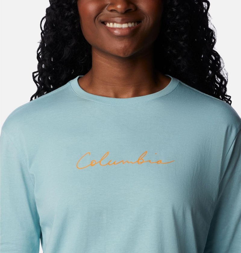 Turquoise Women's Columbia North Cascades Long Sleeve T-Shirt | 8913-IPHWB