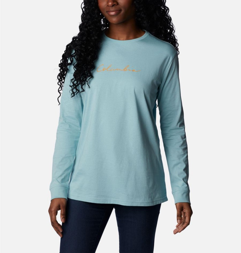 Turquoise Women's Columbia North Cascades Long Sleeve T-Shirt | 8913-IPHWB