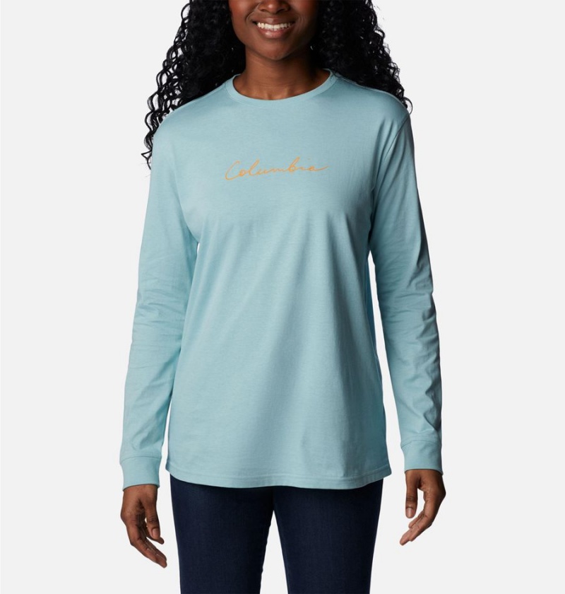 Turquoise Women\'s Columbia North Cascades Long Sleeve T-Shirt | 8913-IPHWB