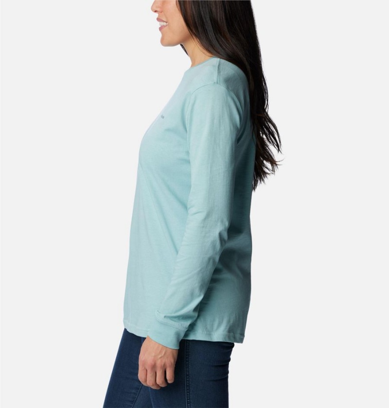 Turquoise Women's Columbia North Cascades Back Graphic Long Sleeve T-Shirt | 5046-JOXAY