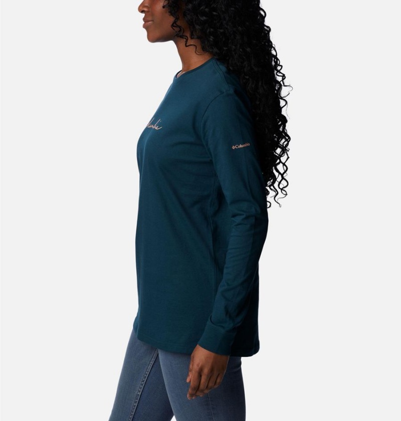 Turquoise Women's Columbia North Cascades Long Sleeve T-Shirt | 8504-CWHBA