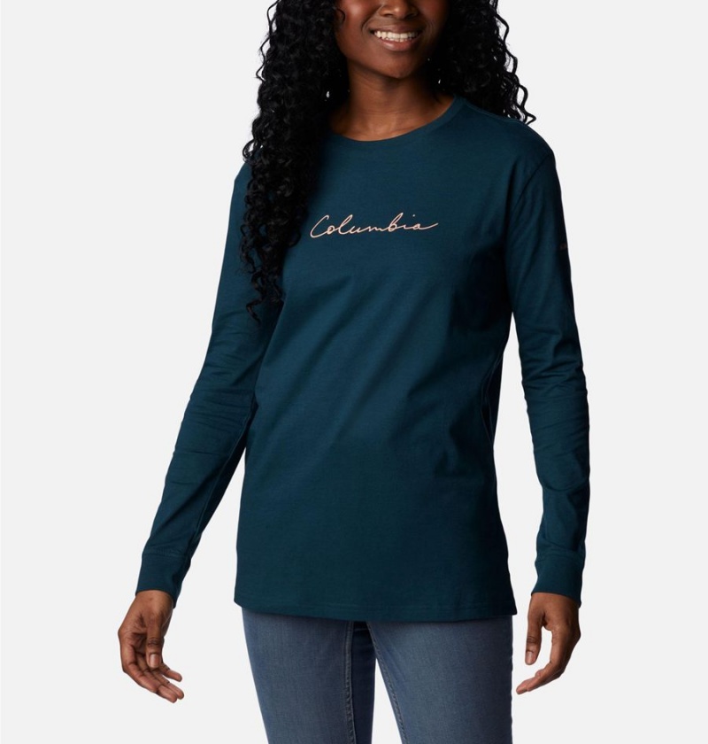 Turquoise Women's Columbia North Cascades Long Sleeve T-Shirt | 8504-CWHBA