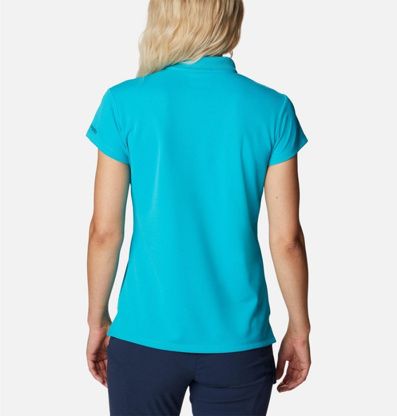 Turquoise Women's Columbia PFG Innisfree Short Sleeve Polo T-Shirt | 3481-YPBOE