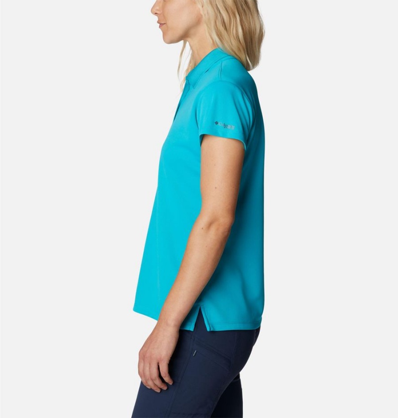 Turquoise Women's Columbia PFG Innisfree Short Sleeve Polo T-Shirt | 3481-YPBOE