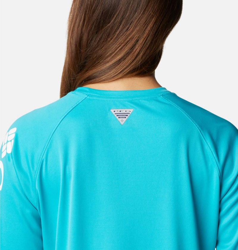 Turquoise Women's Columbia PFG Tidal II Long Sleeve T-Shirt | 0768-IBNOT