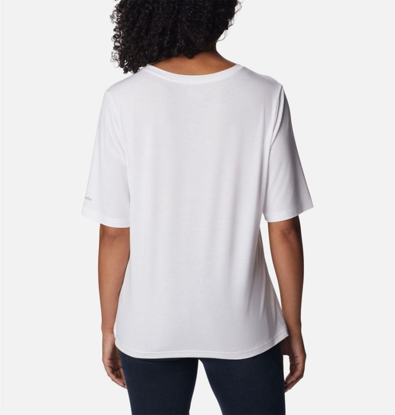 White Women's Columbia Anytime Knit T-Shirt | 3987-TWBRG