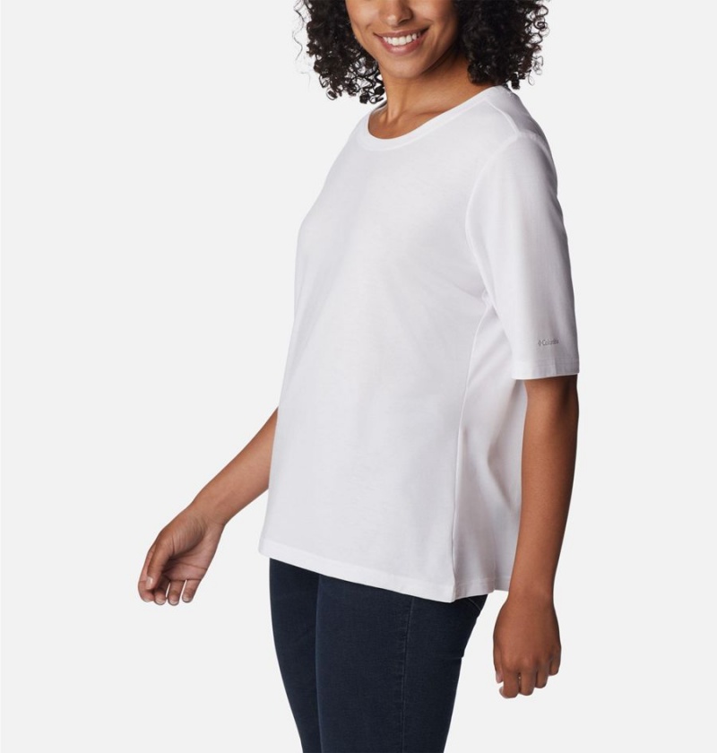 White Women's Columbia Anytime Knit T-Shirt | 3987-TWBRG