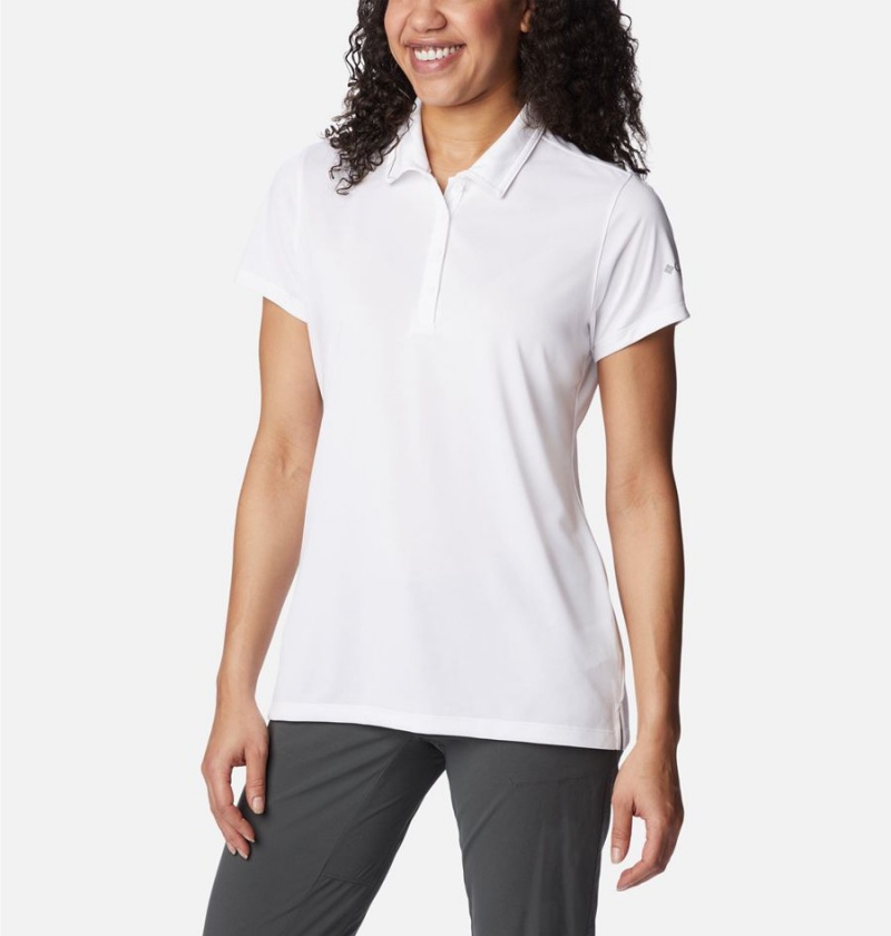 White Women's Columbia Birdie Golf Polo T-Shirt | 3146-BWCYX