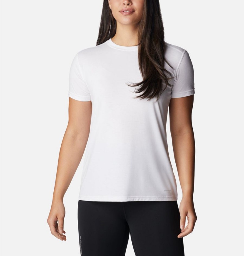 White Women\'s Columbia Endless Trail Running Tech T-Shirt | 8410-ERWUX