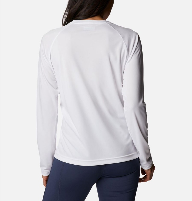 White Women's Columbia Fork Stream Long Sleeve T-Shirt | 8247-BVZQE