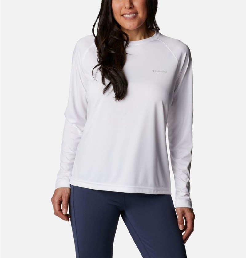 White Women\'s Columbia Fork Stream Long Sleeve T-Shirt | 8247-BVZQE