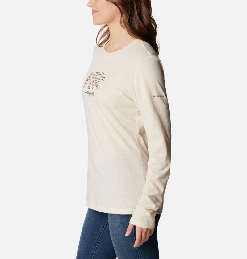 White Women's Columbia Hidden Haven Long Sleeve T-Shirt | 9680-GLAVJ