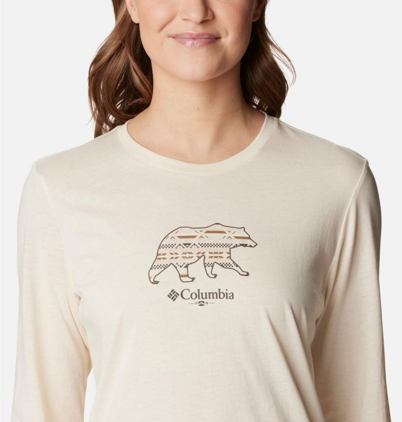 White Women's Columbia Hidden Haven Long Sleeve T-Shirt | 9680-GLAVJ