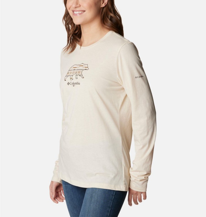 White Women's Columbia Hidden Haven Long Sleeve T-Shirt | 9680-GLAVJ