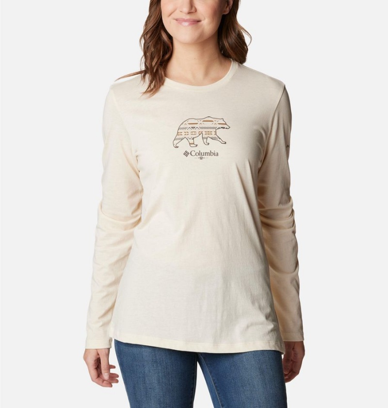 White Women\'s Columbia Hidden Haven Long Sleeve T-Shirt | 9680-GLAVJ