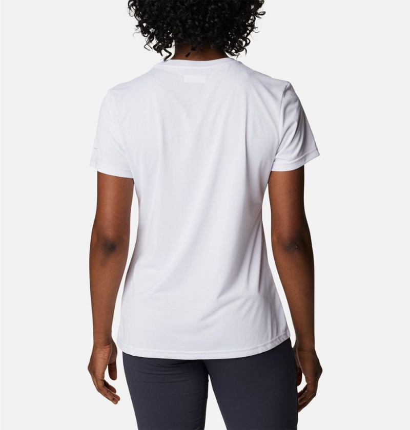 White Women's Columbia Hike Short Sleeve Crew T-Shirt | 3451-TELUS