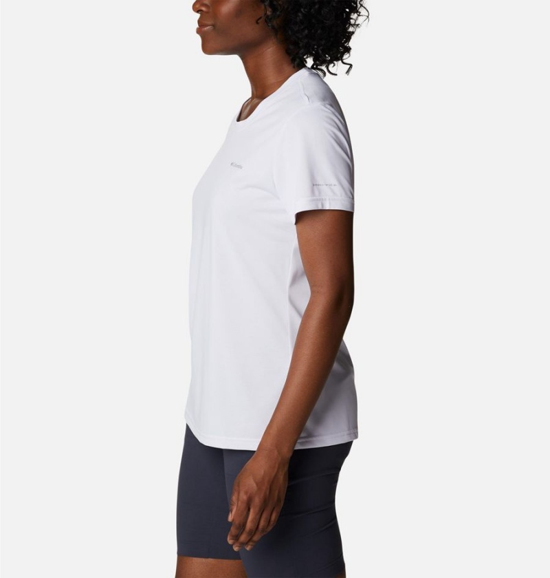 White Women's Columbia Hike Short Sleeve Crew T-Shirt | 3451-TELUS