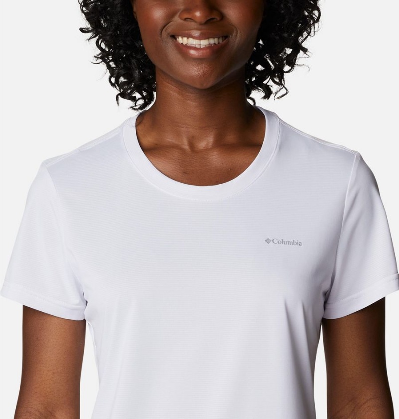 White Women's Columbia Hike Short Sleeve Crew T-Shirt | 3451-TELUS