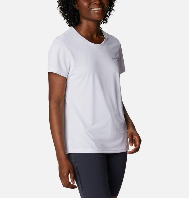 White Women's Columbia Hike Short Sleeve Crew T-Shirt | 3451-TELUS