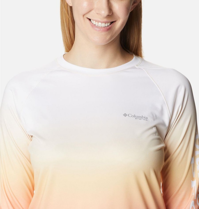 White Women's Columbia PFG Super Tidal Long Sleeve T-Shirt | 2375-PNTCV