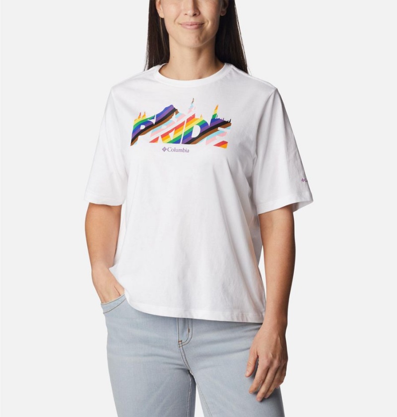 White Women's Columbia Wild Places T-Shirt | 8617-CAQKR